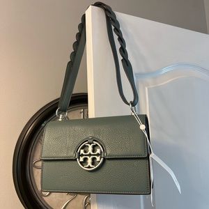 NWT Tory Burch Miller leather small flap shoulder/crossbody bag in Artic color